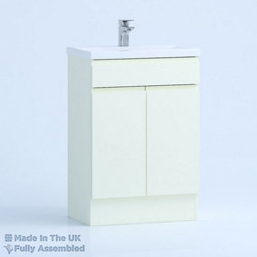 600mm Mid Edge 2 Door Floor Standing Bathroom Vanity Basin Unit (Fully Assembled) - Lucente Gloss Cream
