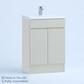 600mm Mid Edge 2 Door Floor Standing Bathroom Vanity Basin Unit (Fully Assembled) - Lucente Gloss Light Grey