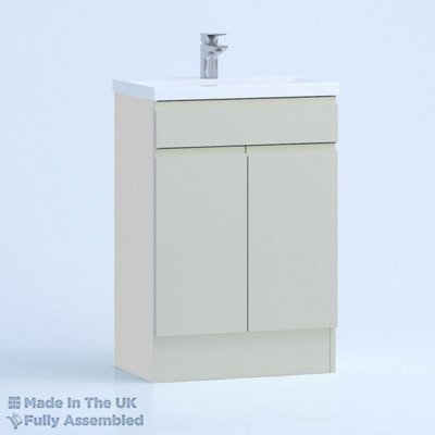 600mm Mid Edge 2 Door Floor Standing Bathroom Vanity Basin Unit (Fully Assembled) - Lucente Matt Light Grey Price Comparisons | Compare The Build