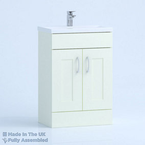 600mm Mid Edge 2 Door Floor Standing Bathroom Vanity Basin Unit (Fully Assembled) - Oxford Matt Ivory