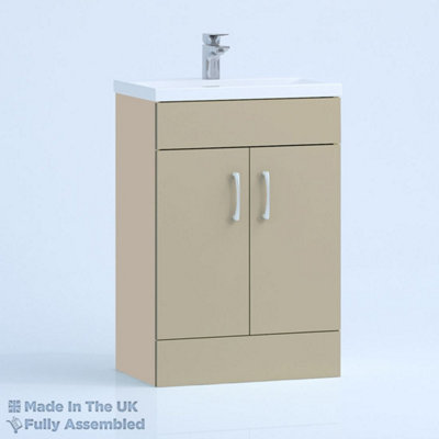600mm Mid Edge 2 Door Floor Standing Bathroom Vanity Basin Unit (Fully Assembled) - Vivo Gloss Cashmere Price Comparisons | Compare The Build