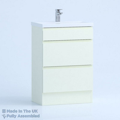 600mm Mid Edge 2 Drawer Floor Standing Bathroom Vanity Basin Unit (Fully Assembled) - Lucente Gloss Cream Price Comparisons | Compare The Build