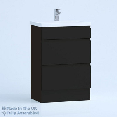600mm Mid Edge 2 Drawer Floor Standing Bathroom Vanity Basin Unit (Fully Assembled) - Lucente Matt Anthracite Price Comparisons | Compare The Build