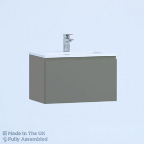 600mm Minimalist 1 Drawer Wall Hung Bathroom Vanity Basin Unit (Fully Assembled) - Lucente Gloss Dust Grey