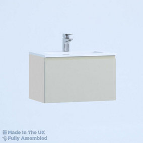 600mm Minimalist 1 Drawer Wall Hung Bathroom Vanity Basin Unit (Fully Assembled) - Lucente Gloss Light Grey
