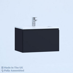 600mm Minimalist 1 Drawer Wall Hung Bathroom Vanity Basin Unit (Fully Assembled) - Lucente Matt Indigo