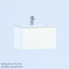 600mm Minimalist 1 Drawer Wall Hung Bathroom Vanity Basin Unit (Fully Assembled) - Lucente Matt White