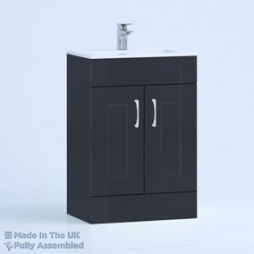 600mm Minimalist 2 Door Floor Standing Bathroom Vanity Basin Unit (Fully Assembled) - Cambridge Solid Wood Indigo