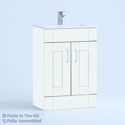 600mm Minimalist 2 Door Floor Standing Bathroom Vanity Basin Unit (Fully Assembled) - Cambridge Solid Wood Ivory Price Comparisons | Compare The Build