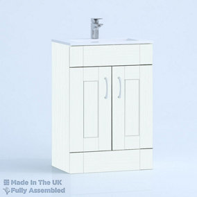 600mm Minimalist 2 Door Floor Standing Bathroom Vanity Basin Unit (Fully Assembled) - Cambridge Solid Wood Ivory
