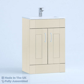 600mm Minimalist 2 Door Floor Standing Bathroom Vanity Basin Unit (Fully Assembled) - Cambridge Solid Wood Mussel