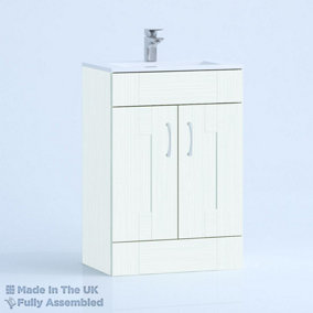 600mm Minimalist 2 Door Floor Standing Bathroom Vanity Basin Unit (Fully Assembled) - Cartmel Woodgrain Ivory