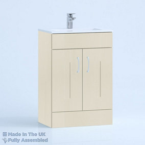 600mm Minimalist 2 Door Floor Standing Bathroom Vanity Basin Unit (Fully Assembled) - Cartmel Woodgrain Mussel