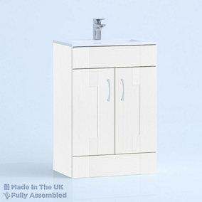 600mm Minimalist 2 Door Floor Standing Bathroom Vanity Basin Unit (Fully Assembled) - Cartmel Woodgrain White