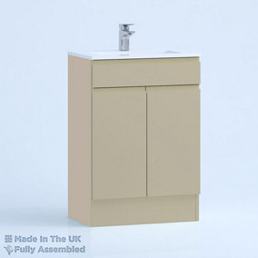 600mm Minimalist 2 Door Floor Standing Bathroom Vanity Basin Unit (Fully Assembled) - Lucente Gloss Cashmere