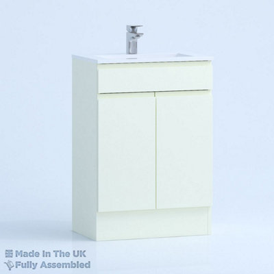 600mm Minimalist 2 Door Floor Standing Bathroom Vanity Basin Unit (Fully Assembled) - Lucente Gloss Cream Price Comparisons | Compare The Build