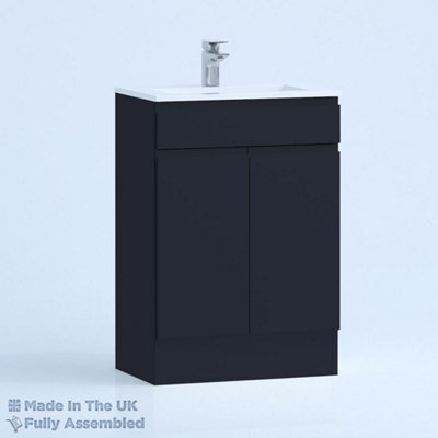 600mm Minimalist 2 Door Floor Standing Bathroom Vanity Basin Unit (Fully Assembled) - Lucente Matt Indigo Price Comparisons | Compare The Build