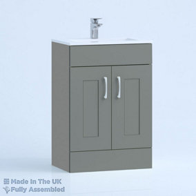 600mm Minimalist 2 Door Floor Standing Bathroom Vanity Basin Unit (Fully Assembled) - Oxford Matt Dust Grey