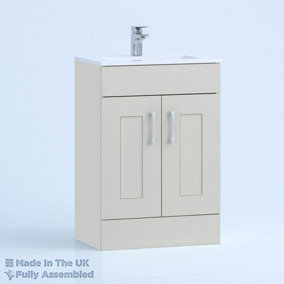 600mm Minimalist 2 Door Floor Standing Bathroom Vanity Basin Unit (Fully Assembled) - Oxford Matt Light Grey