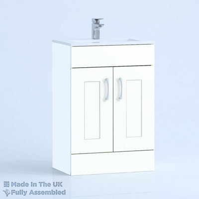 600mm Minimalist 2 Door Floor Standing Bathroom Vanity Basin Unit (Fully Assembled) - Oxford Matt White Price Comparisons | Compare The Build