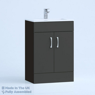 600mm Minimalist 2 Door Floor Standing Bathroom Vanity Basin Unit (Fully Assembled) - Vivo Matt Anthracite Price Comparisons | Compare The Build