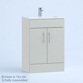 600mm Minimalist 2 Door Floor Standing Bathroom Vanity Basin Unit (Fully Assembled) - Vivo Matt Light Grey