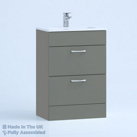 600mm Minimalist 2 Drawer Floor Standing Bathroom Vanity Basin Unit (Fully Assembled) - Vivo Matt Dust Grey