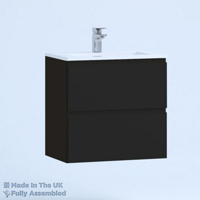 600mm Minimalist 2 Drawer Wall Hung Bathroom Vanity Basin Unit (Fully Assembled) - Lucente Matt Anthracite Price Comparisons | Compare The Build
