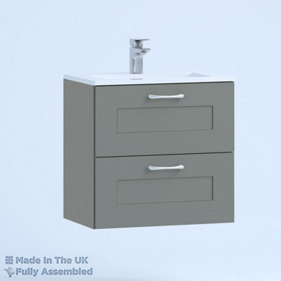 600mm Minimalist 2 Drawer Wall Hung Bathroom Vanity Basin Unit (Fully Assembled) - Oxford Matt Dust Grey Price Comparisons | Compare The Build
