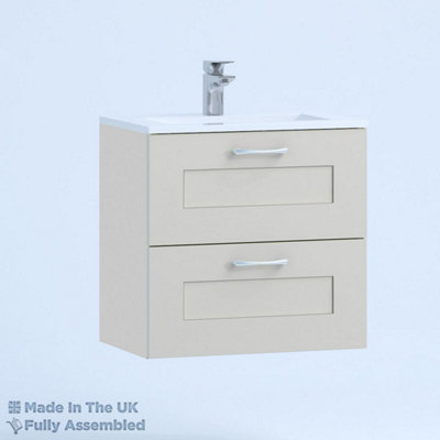 600mm Minimalist 2 Drawer Wall Hung Bathroom Vanity Basin Unit (Fully Assembled) - Oxford Matt Light Grey Price Comparisons | Compare The Build