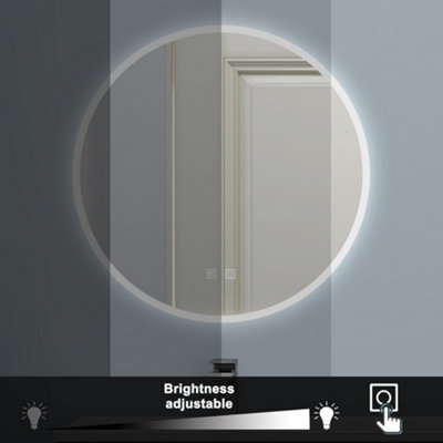 600mm Round Illuminated Bathroom Mirror with Demister Pad 3 Colors ...
