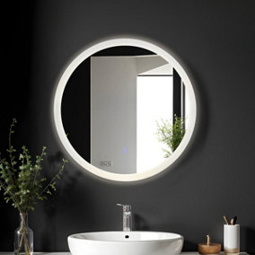 600mm Round LED Illuminated Bathroom Mirror - Cool White with Touch Sensor & Demister Pad