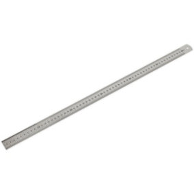 600mm Steel Ruler - Metric & Imperial Markings - Hanging Hole - 24 Inch Rule