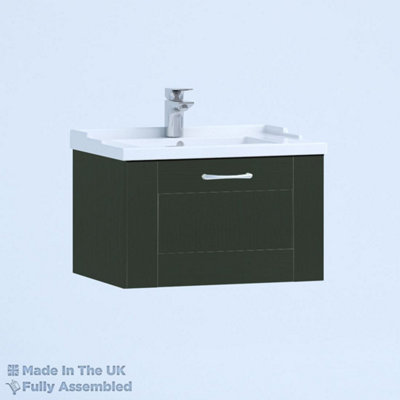 600mm Traditional 1 Drawer Wall Hung Bathroom Vanity Basin Unit (Fully Assembled) - Cambridge Solid Wood Fir Green Price Comparisons | Compare The Build