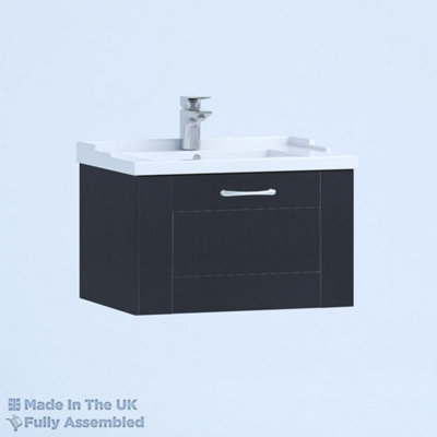 600mm Traditional 1 Drawer Wall Hung Bathroom Vanity Basin Unit (Fully Assembled) - Cambridge Solid Wood Indigo Price Comparisons | Compare The Build