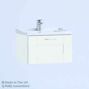 600mm Traditional 1 Drawer Wall Hung Bathroom Vanity Basin Unit (Fully Assembled) - Cartmel Woodgrain Ivory