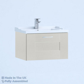 600mm Traditional 1 Drawer Wall Hung Bathroom Vanity Basin Unit (Fully Assembled) - Cartmel Woodgrain Light Grey