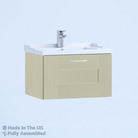600mm Traditional 1 Drawer Wall Hung Bathroom Vanity Basin Unit (Fully Assembled) - Cartmel Woodgrain Sage Green