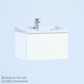 600mm Traditional 1 Drawer Wall Hung Bathroom Vanity Basin Unit (Fully Assembled) - Lucente Gloss White
