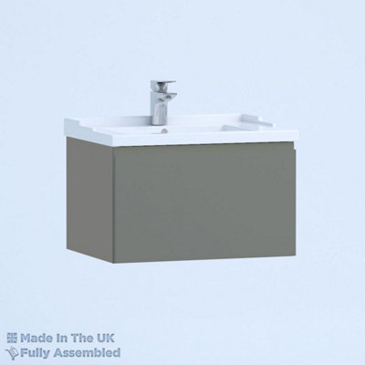 600mm Traditional 1 Drawer Wall Hung Bathroom Vanity Basin Unit (Fully Assembled) - Lucente Matt Dust Grey Price Comparisons | Compare The Build