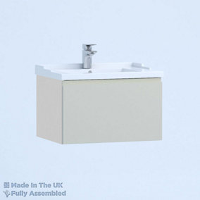 600mm Traditional 1 Drawer Wall Hung Bathroom Vanity Basin Unit (Fully Assembled) - Lucente Matt Light Grey
