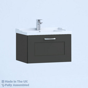 600mm Traditional 1 Drawer Wall Hung Bathroom Vanity Basin Unit (Fully Assembled) - Oxford Matt Anthracite