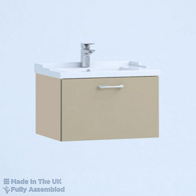 600mm Traditional 1 Drawer Wall Hung Bathroom Vanity Basin Unit (Fully Assembled) - Vivo Gloss Cashmere