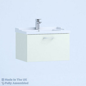 600mm Traditional 1 Drawer Wall Hung Bathroom Vanity Basin Unit (Fully Assembled) - Vivo Gloss Ivory