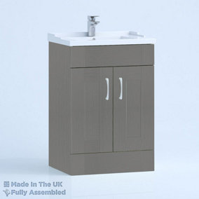 600mm Traditional 2 Door Floor Standing Bathroom Vanity Basin Unit (Fully Assembled) - Cambridge Solid Wood Dust Grey
