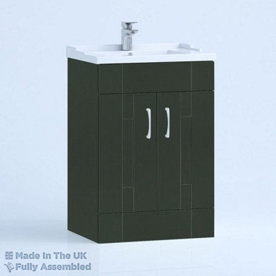 600mm Traditional 2 Door Floor Standing Bathroom Vanity Basin Unit (Fully Assembled) - Cartmel Woodgrain Fir Green Price Comparisons | Compare The Build