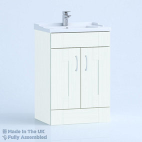 600mm Traditional 2 Door Floor Standing Bathroom Vanity Basin Unit (Fully Assembled) - Cartmel Woodgrain Ivory