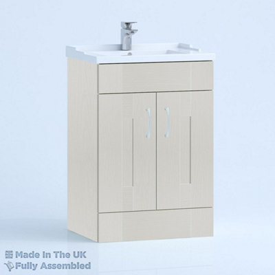 600mm Traditional 2 Door Floor Standing Bathroom Vanity Basin Unit (Fully Assembled) - Cartmel Woodgrain Light Grey Price Comparisons | Compare The Build