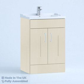 600mm Traditional 2 Door Floor Standing Bathroom Vanity Basin Unit (Fully Assembled) - Cartmel Woodgrain Mussel