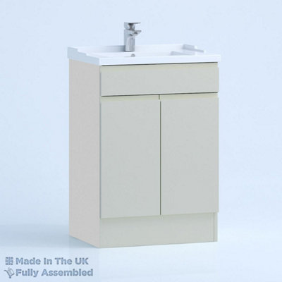 600mm Traditional 2 Door Floor Standing Bathroom Vanity Basin Unit (Fully Assembled) - Lucente Gloss Light Grey Price Comparisons | Compare The Build